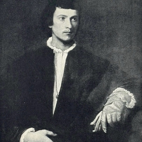 TITIAN Italy Artist MAN WITH THE GLOVE Art Print Original 1900 Vintage Boston MA - Picture 3 of 6